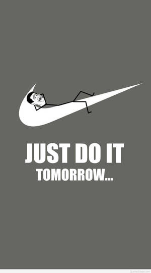 卡通男人躺在Nike swoosh中，帶有文字just do it tomorrow。 — 型格 Nike 壁紙