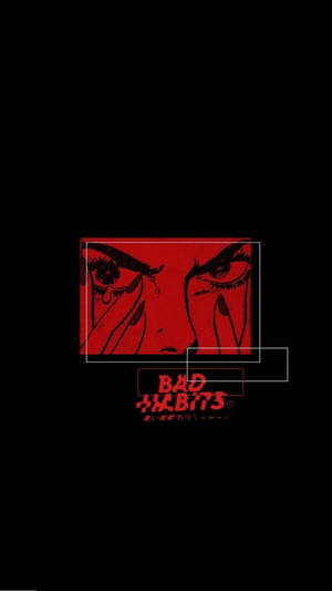 黑色背景上帶有淚水的紅色動漫眼睛和粗體文字「BAD HABITS」。