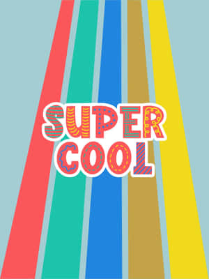 充滿活力的對角線條紋，帶有玩味圖案的「super cool」文字。 — iPad Air 壁紙