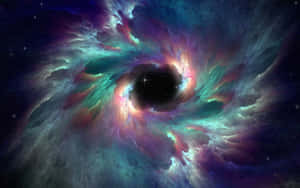 在深空中圍繞黑洞旋轉的充滿活力的宇宙星雲。