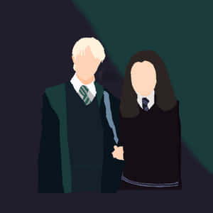 兩名無面學生身穿校服站在聚光燈下。 — 美學哈利波特gif 壁紙