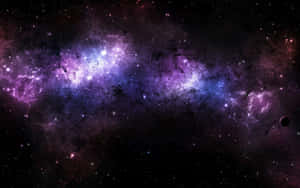 充滿活力的紫色和藍色星雲，帶有星星和一顆黑暗行星。 — 淺紫色動態圖片 壁紙