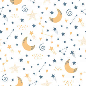 白色背景上的月亮、星星和心形天體圖案