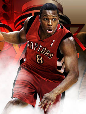 身穿紅色Raptors球衣的籃球運動員專注地運球。 — 3:4 壁紙