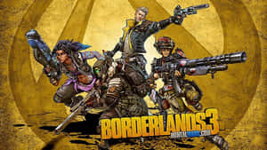 四名身穿戰鬥裝備的武裝Borderlands 3僱傭兵手持武器擺姿勢。