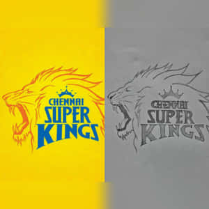 Chennai Super Kings 標誌以鮮豔的黃色和灰色鉛筆素描並排呈現。 — iPad Air 11 壁紙