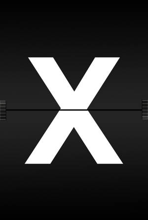 一個極簡圖形，白色X位於黑色漸變背景上，帶有水平條。
