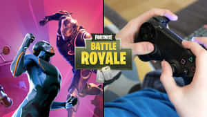 Fortnite Battle Royale 遊戲角色和玩家手持控制器。 — 遊戲 壁紙