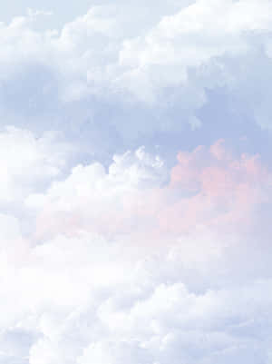 柔和藍色同粉紅色調嘅粉彩雲朵喺平靜嘅天空中飄浮。