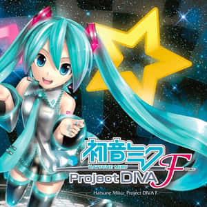 動漫歌手初音未來身穿銀色服裝，在星空背景下與黃星一起。 — 角落生物 壁紙