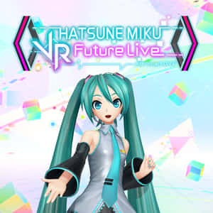 初音未來在VR Future Live活動中，背景為彩色幾何圖案。 — 可愛動漫女仔 壁紙