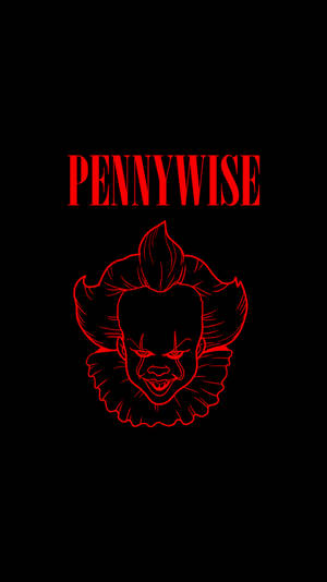 黑色背景上紅色小丑Pennywise輪廓及上方文字。