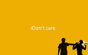 兩個剪影人物，一個指向另一個戴著耳機，耳機上有文字 iDon't care