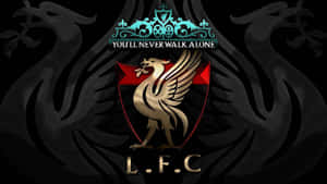 利物浦足球會徽章，帶有金色利鳥及標語 you'll never walk alone