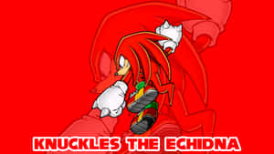 動漫風格的 Knuckles the Echidna，紅色背景和粗體文字。