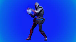 Fortnite角色在藍色漸變背景中揮舞發光能量