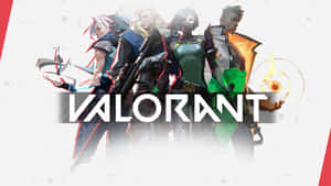 四個Valorant遊戲角色，身穿戰鬥裝備，帶有武器和發光效果。