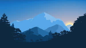 鹿在日落時分的森林中吃草，背景有山脈。 — 7680x4320 壁紙