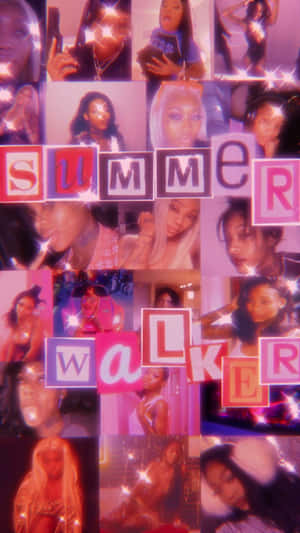 一幅色彩繽紛的女性拼貼畫，帶有閃光和 summer walker 文字。