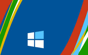 Windows 標誌在藍色背景上，帶有彩色對角線條紋。