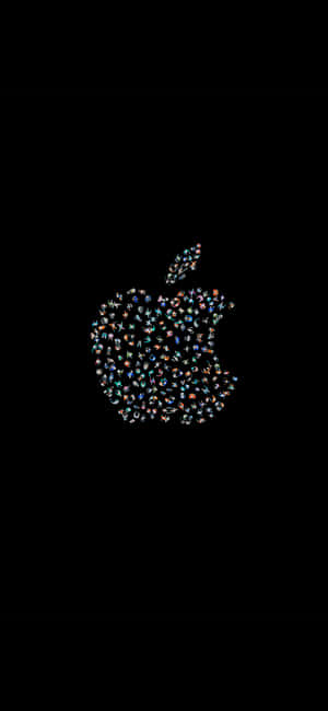 由彩色應用程式圖標組成的Apple標誌，黑色背景