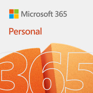 Microsoft 365 Personal 標誌，帶有橙色紋理數字和簡潔設計。