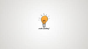 一個簡單的發光燈泡草圖，帶有短語 create something!