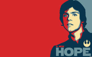 路克·天行者在一幅風格化海報中，帶有「A New Hope」文字。