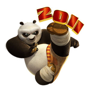 Kung Fu Panda 使出高踢腿，上方有「2011」文字。 — Pixel 9 Pro Fold 壁紙