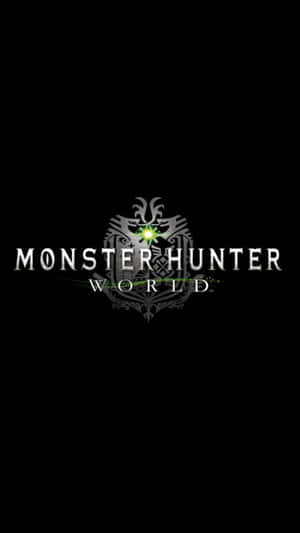 Monster Hunter World 遊戲標誌，黑色背景上帶有發光的綠色眼睛。