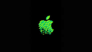 黑色背景上的綠色葉子Apple標誌