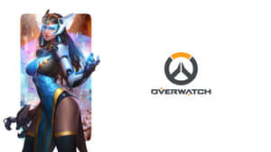 身穿未來盔甲的Overwatch英雄站在遊戲標誌旁 — 鬥陣特攻 GIF 壁紙