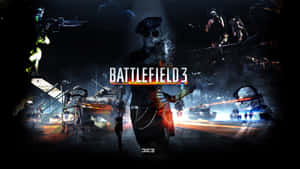 Battlefield 3 遊戲封面，以黑暗電影風格呈現士兵、坦克和爆炸。