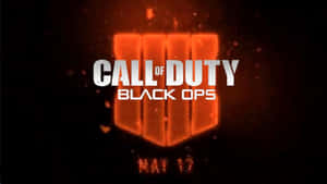 帶有發光橙色盾牌和火焰粒子的 Call of Duty Black Ops 標誌。 — 使命召喚黑色行動4 壁紙