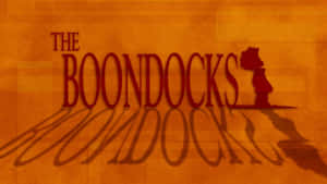 The Boondocks 標題標誌，帶有兒童剪影和陰影，位於紋理橙色背景上。 — 鄉下地方 壁紙