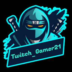 藍色忍者發光的眼睛手持Twitch串流主播橫幅。