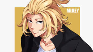 動漫角色Mikey，金色頭髮，黑色夾克，自信地微笑。 — 東京卍復仇者 壁紙