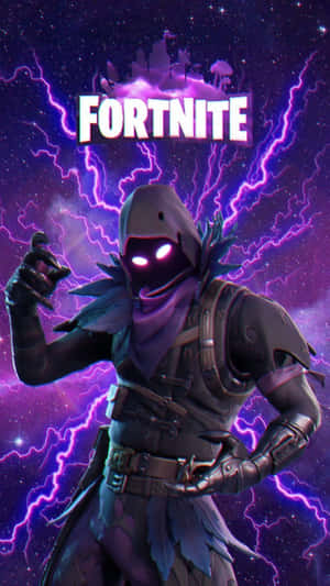 紫色閃電風暴中眼睛發光的Fortnite角色 — 雷文克勞 GIF 壁紙