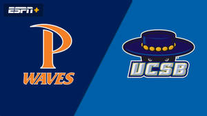 ESPN+ 大學體育對決圖形，包含 Waves 和 UCSB Gauchos 標誌。