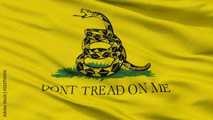 黃色旗幟，盤繞的蛇，文字「dont tread on me」