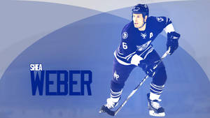 冰球運動員 Shea Weber 身穿藍色制服持桿滑冰。 — 運動 壁紙