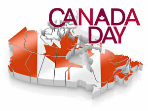 以加拿大國旗風格呈現的3D加拿大地圖，帶有Canada Day文字。