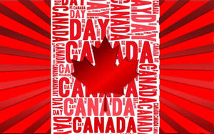紅色楓葉，帶有 'Canada Day' 文字以紅色條紋向外放射。