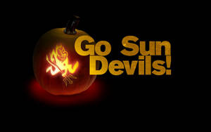 發光南瓜，帶有惡魔雕刻和 Go Sun Devils 文字。 — 太陽 壁紙