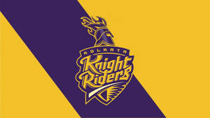 Kolkata Knight Riders板球隊標誌，金色和紫色對角線背景