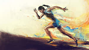 運動員以鮮明的動態模糊和抽象顏料飛濺衝刺。 — 健身 壁紙