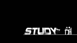 極簡圖形，帶有「STUDY」文字和書桌前的線條人物，用於激勵。