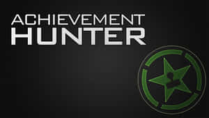 深色紋理背景上帶有綠色星星的 Achievement Hunter 標誌。
