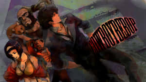 Cowboy Bebop 動漫角色在戲劇性的太空場景中。