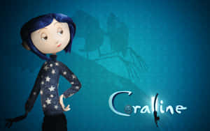 穿著星星毛衣的Coraline，身後有一個陰影人物。 — 珊瑚 壁紙